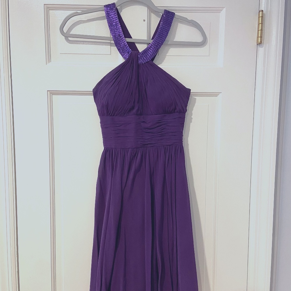 Aidan Mattox Purple Chiffon Sequin Strap Dress | Size 2